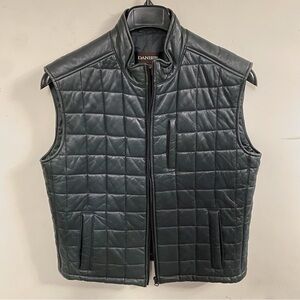DANIER Green Quilted Italian Leather Men's Vest 50 40 M Thinsulate